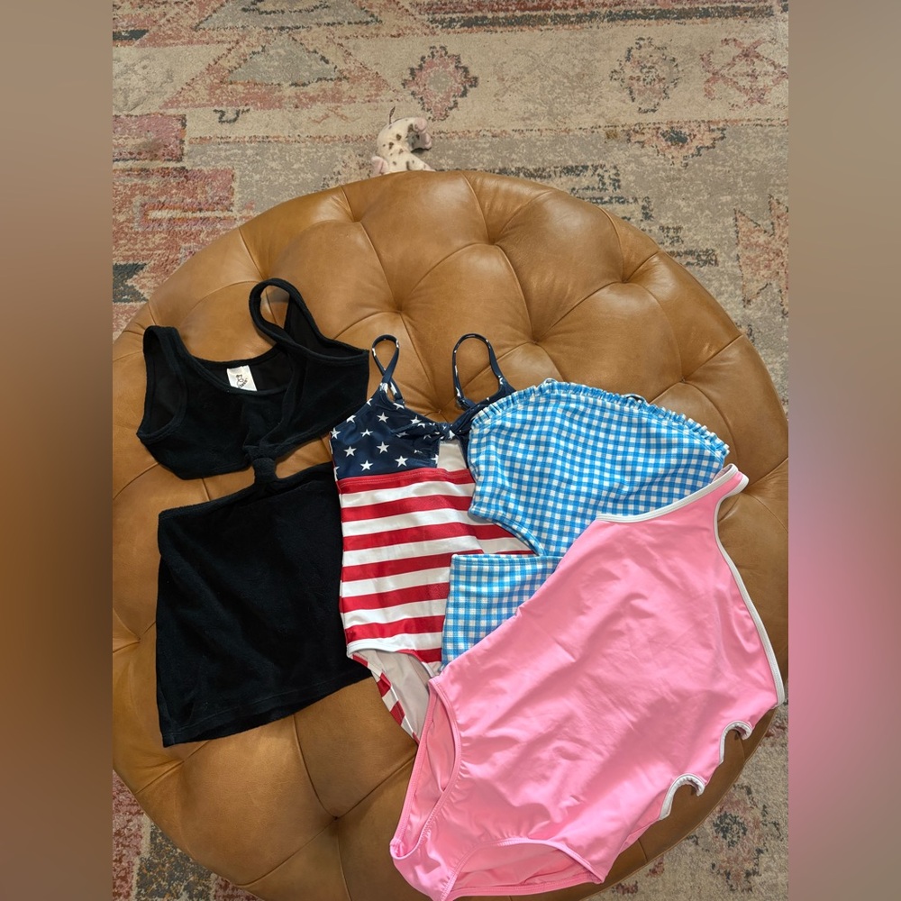 Bundle of three one piece swimsuits and coverup.